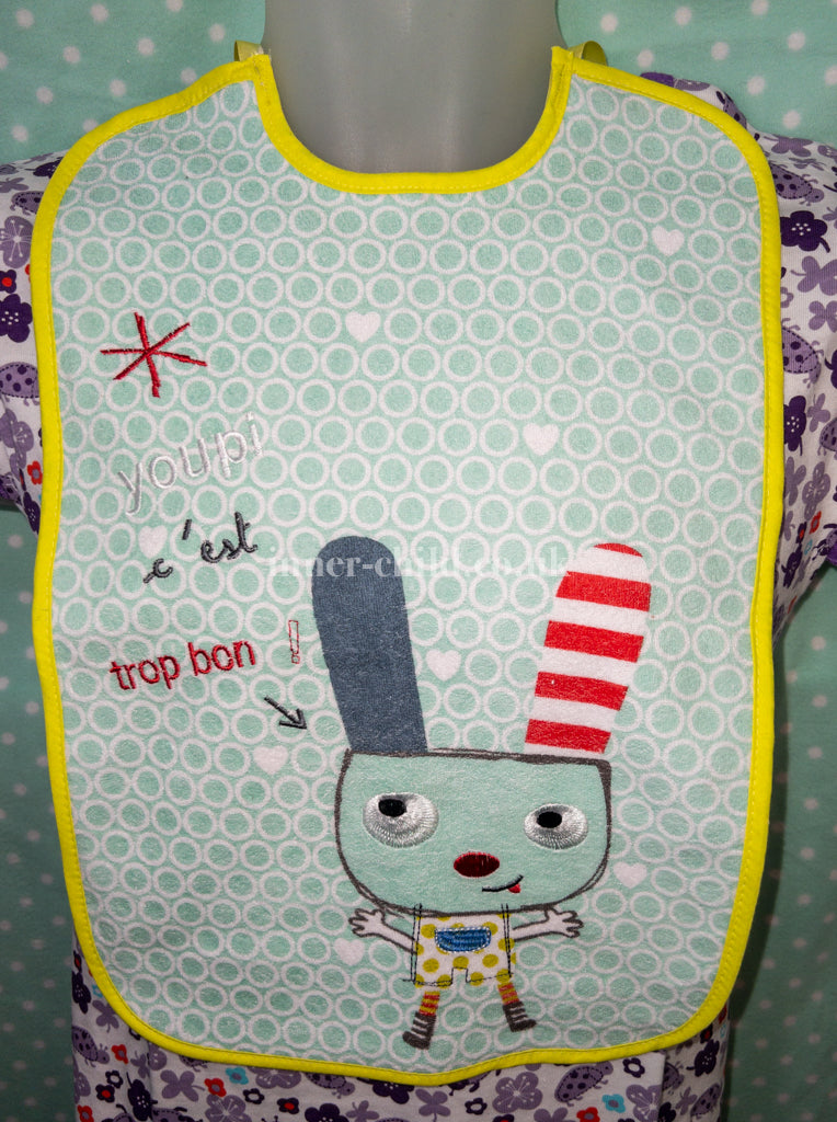 Yellow and Green Rabbit Adult Bib