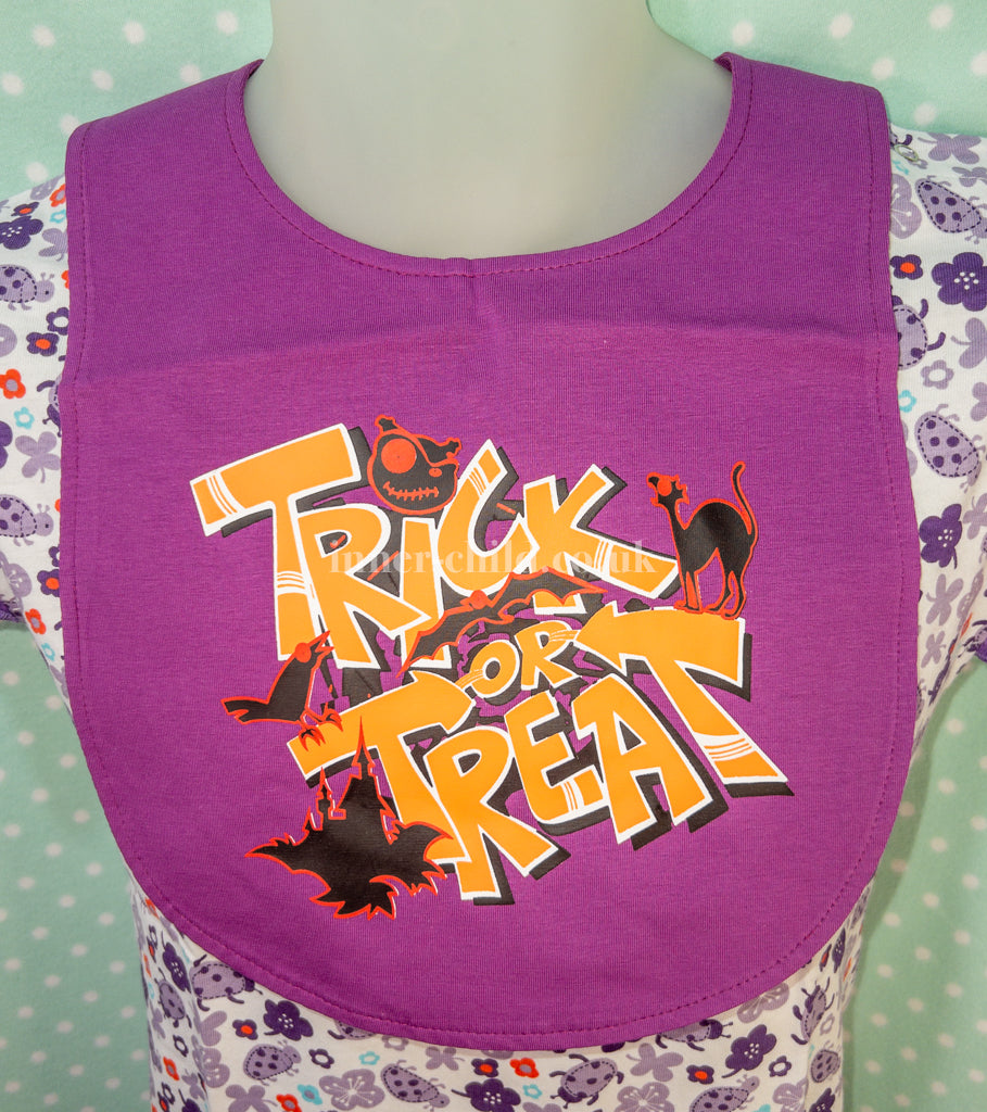 Purple Trick or Treat Adult Bib
