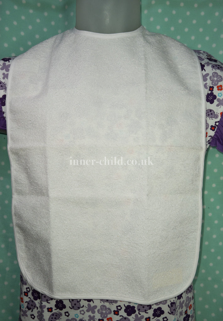 White Adult Bib with Tie Neck