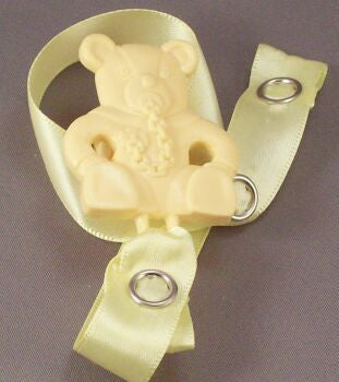 Cream Teddy with dummy / Lemon Ribbon Dummy Clip