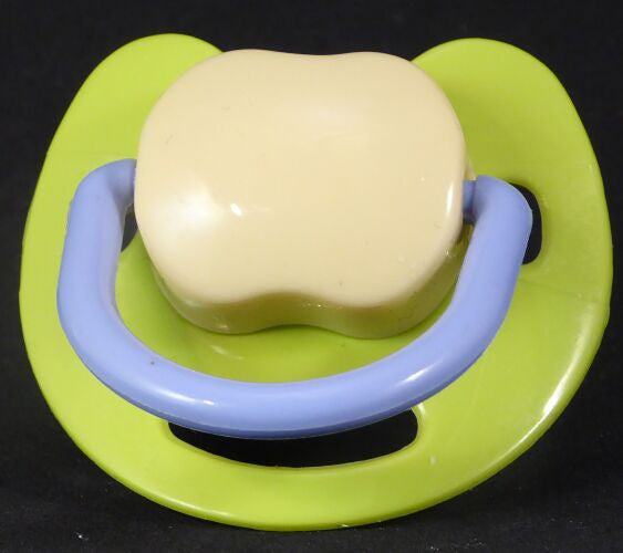 Green & cream & purple  Spanish style dummy with Nuk teat