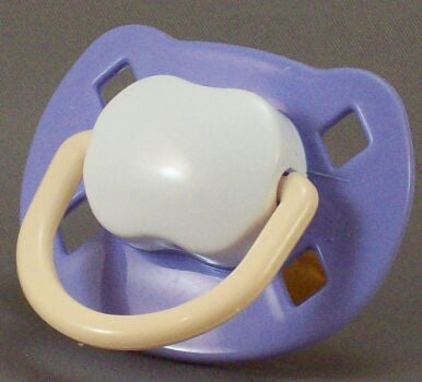 Purple Mauve and cream  Spanish style dummy with Nuk teat