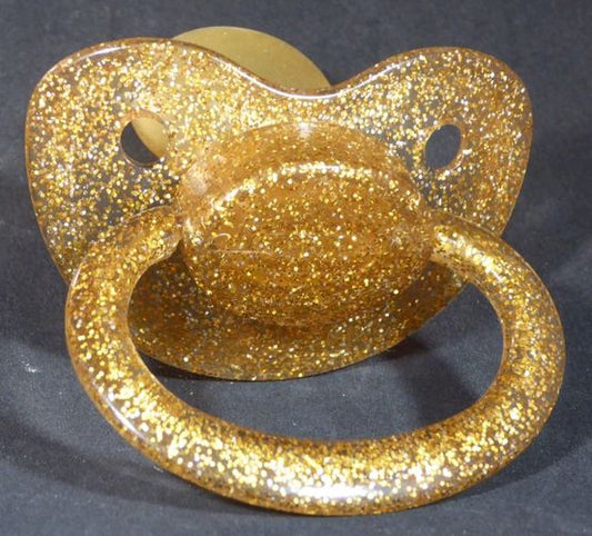 Transparent Glitter Gold Large Shield Pacifier