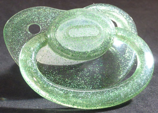 Transparent Glitter Green Large Shield Pacifier