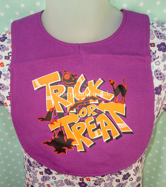Purple Trick or Treat Adult Bib